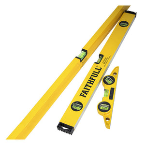 Faithfull 3 Piece Spirit Level Set 120cm 60cm and 24cm Torpedo Level | XMS23LEVSET3