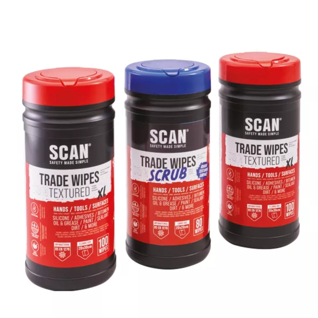 Scan Heavy Duty Trade Wipes x2 100 Tub x1 Textured 80 Tub ESW100  12 | XMS24WIPES