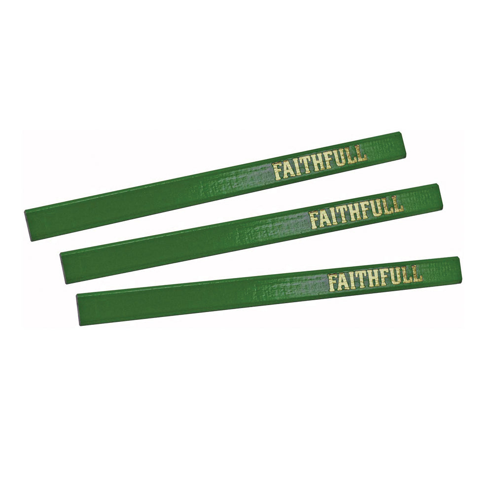 Faithfull Carpenter's Pencils - Green / Hard (Pack of 3) | FAICPG