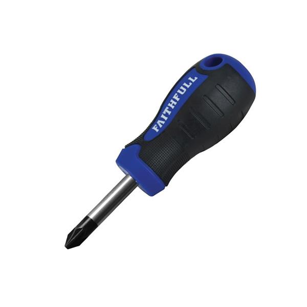 Faithfull Soft Grip Stubby Screwdriver Pozidriv Tip PZ2 x 38mm | FAISDPZ2S