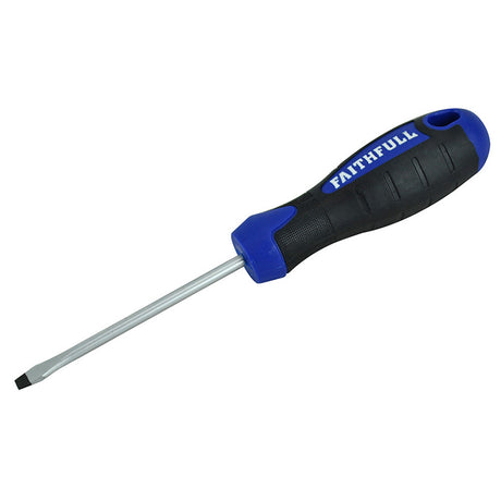 Faithfull Soft Grip Screwdriver Flared Slotted Tip 4.0 x 75mm | FAISDF75