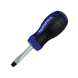 Faithfull Soft Grip Stubby Screwdriver Flared Slotted Tip 6.5 x 38mm | FAISDFS