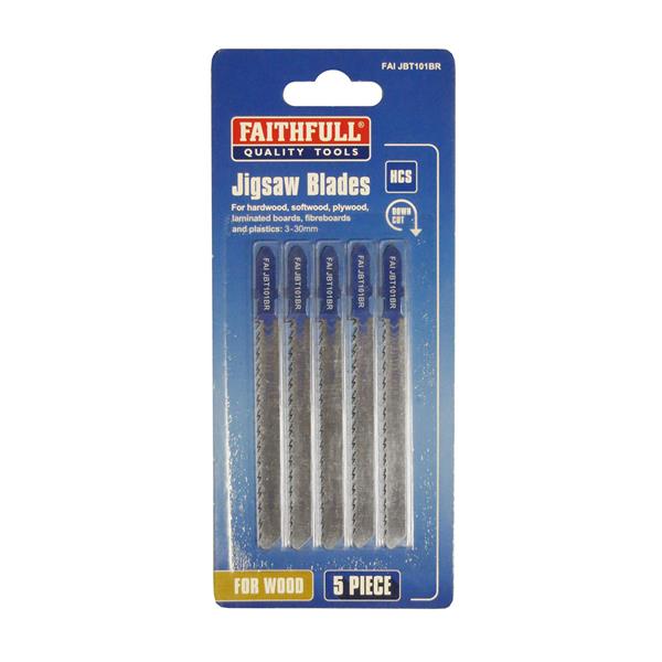 Faithfull Laminate/Wood Jigsaw Blades Pack of 5 T101BR | FAIJBT101BR