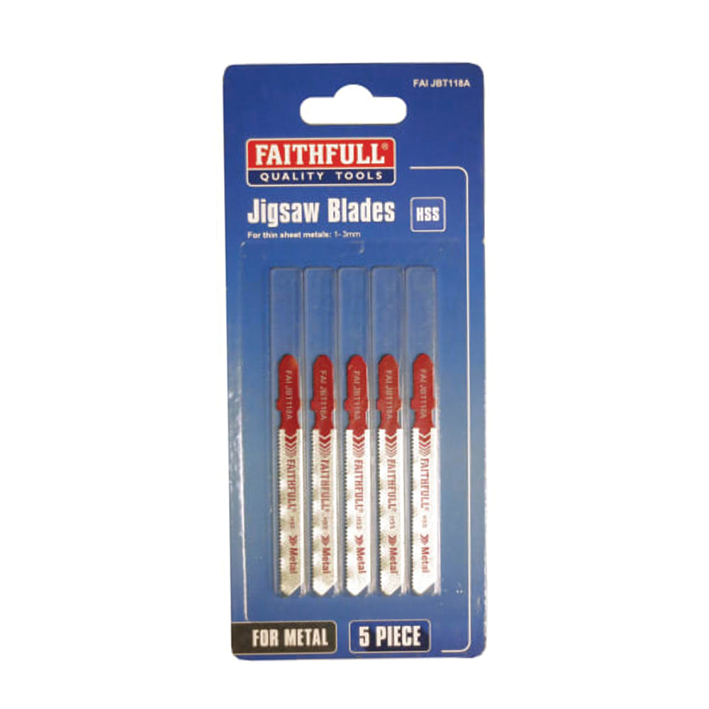 Faithfull 8009-HSS Metal Cutting Jigsaw Blades Pack of 5 T118A | FAIJBT118A