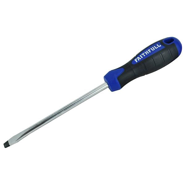 Faithfull Soft Grip Screwdriver Flared Slotted Tip 6.5 x 125mm | FAISDF125