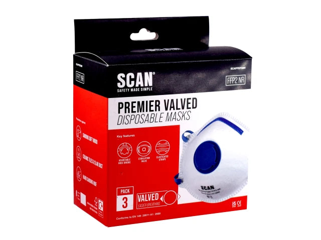 Scan Moulded Disposable Mask Valved FFP2 Protection (Pack 3) | SCAPPEP2MV