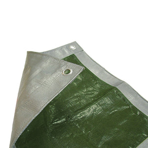 Faithfull Heavy-Duty Tarpaulin Green/Silver 5.4 x 5.4m (18 x 18ft) 140gsm | FAITARP1818H