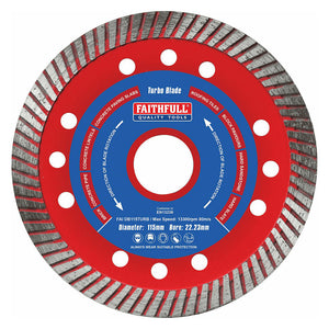 Faithfull Turbo Cut Diamond Cutting Blade 115mm x 22mm | FAIDB115TURB