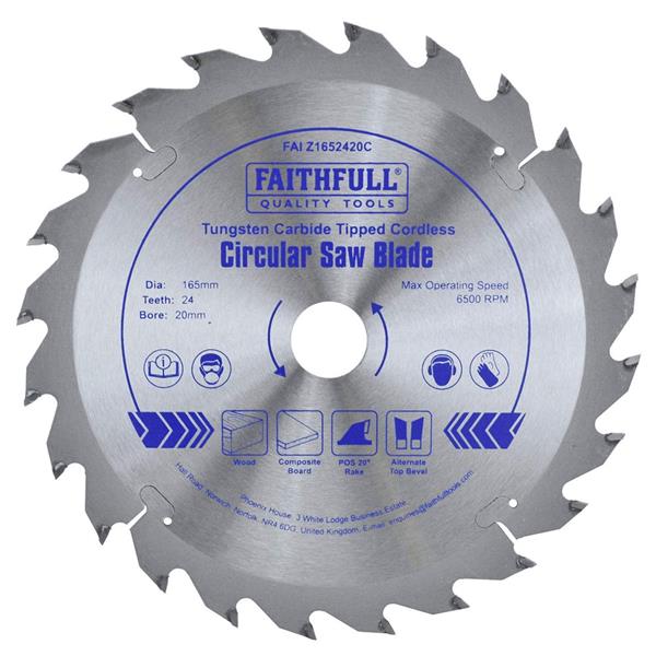 Faithfull TCT Circ Circular Saw Blade 165mm x 20mm x 24T POS | FAIZ1652420C