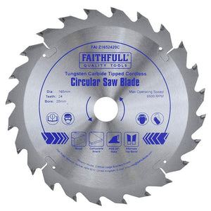 Faithfull TCT Circ Circular Saw Blade 165mm x 20mm x 24T POS | FAIZ1652420C