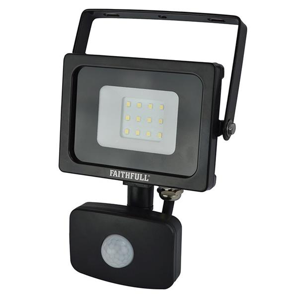 Faithfull SMD LED Security Flood Light with PIR 10W 800 lumen 240V | FPPSLWM10S