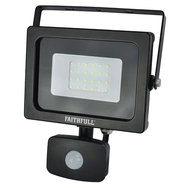 Faithfull SMD LED Security Flood Light with PIR 20W 1600 lumen 240V | FPPSLWM20S