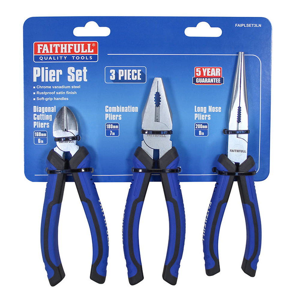 Faithfull Handyman Pliers Set 3 Piece | XMS23PLIERS3