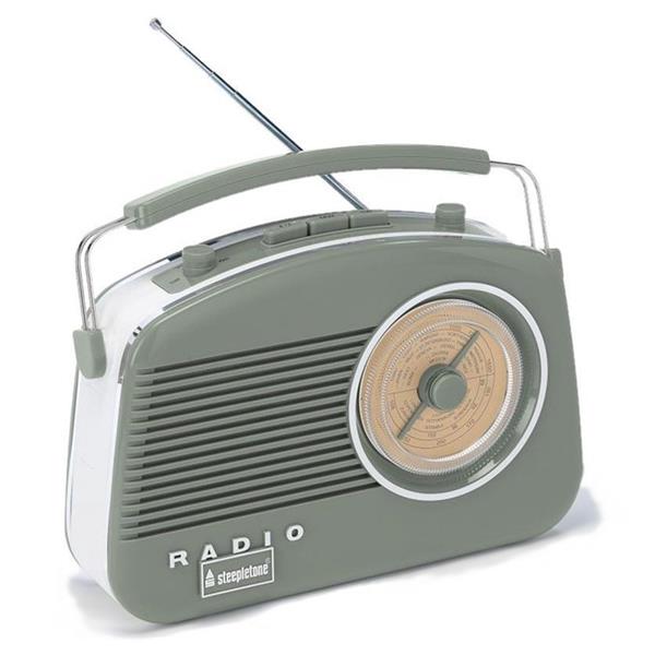 Steepletone Brighton 3 Band Portable Retro Radio - Sage Green | BRIGHTON SG