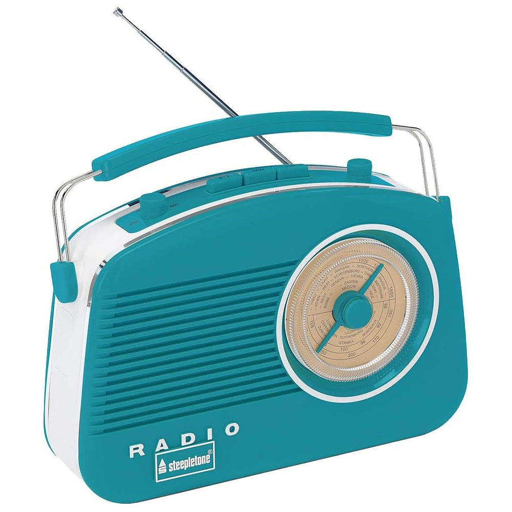 Steepletone Brighton 3 Band Portable Retro Radio - Duck Egg Blue | BRIGHTON BE