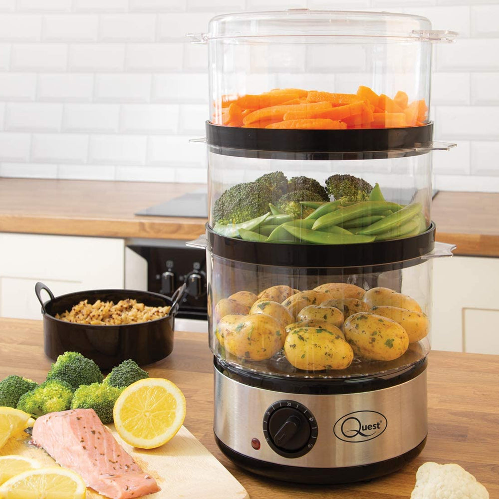 Quest 3 Tier Compact food Steamer 7.2 Litre Capacity | 35220
