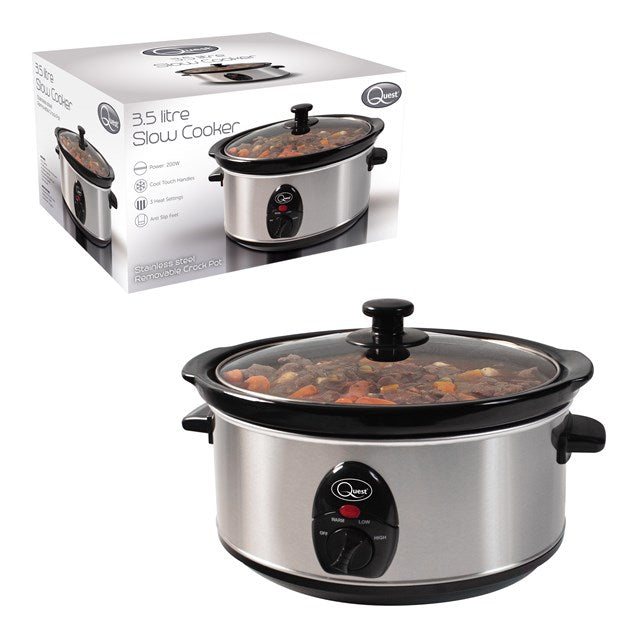 Quest 3.5 Litre Slow Cooker - Stainless Steel | 35270