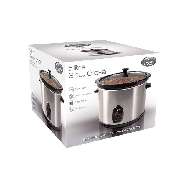 Quest 5 Litre Slow Cooker - Stainless Steel | 35280