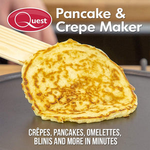 Quest Non Stick Crepe / Pancake / Flatbread Maker 1000W with Wooden Spatula | 35540