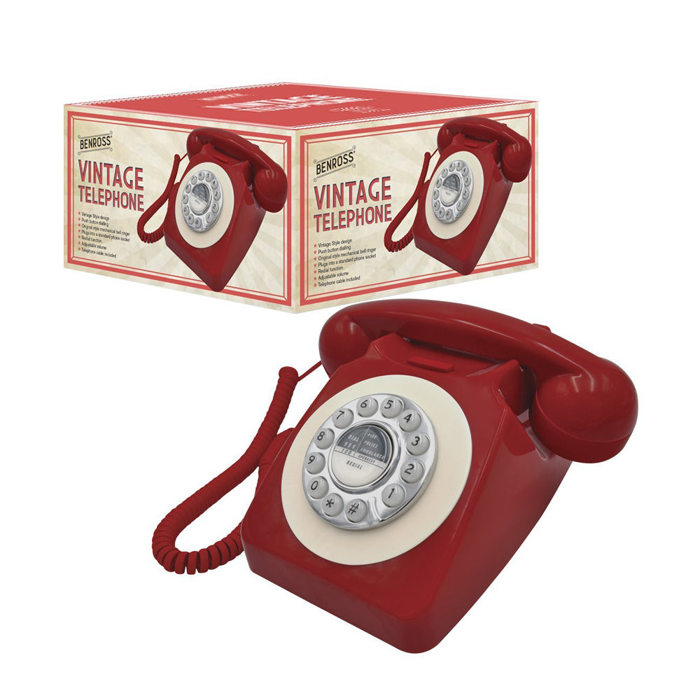 Benross Classic Retro Vintage Style Home Phone - Red | 44510