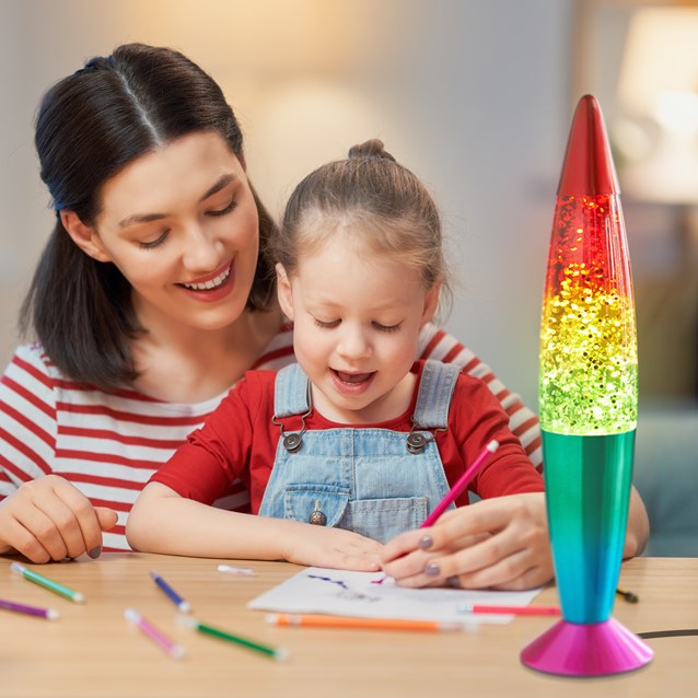 Global Gizmos Glitter Lava Lamp 16 Inch - Rainbow | 48639