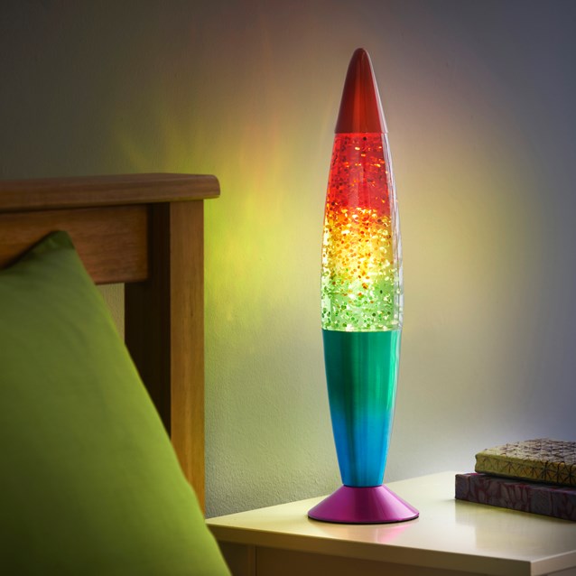 Global Gizmos Glitter Lava Lamp 16 Inch - Rainbow | 48639