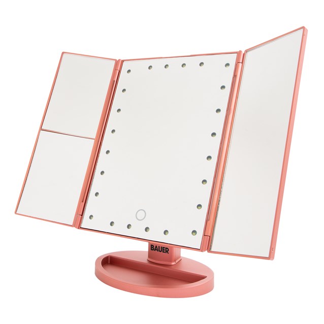 Bauer LED Foldable Vanity Mirror - Rose Gold | 62139