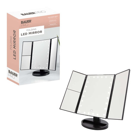 Bauer LED Foldable Vanity Mirror - Black | 62149