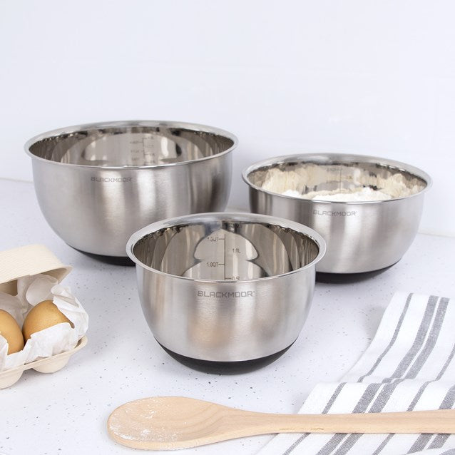 Blackmoor Anti Skid Mixing Bowls 16cm 20cm 24cm - Stainless Steel | 65109