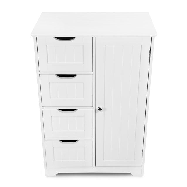 Benross Free Standing Chest of 4 Drawer and 1 Door Cabinet - White | 69719