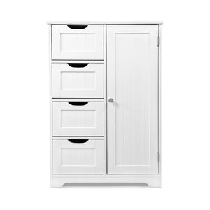 Benross Free Standing Chest of 4 Drawer and 1 Door Cabinet - White | 69719