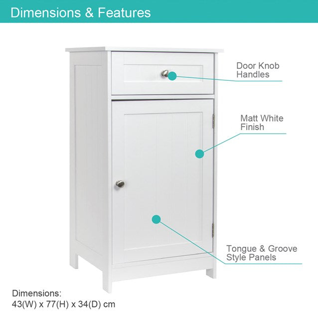 Benross 1 Door 1 Drawer Free Standing Cabinet - White | 69729