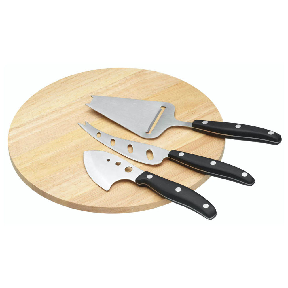 Kitchencraft Cheese Serving Set With Board and 3 Cheese Servers | KCCBSET