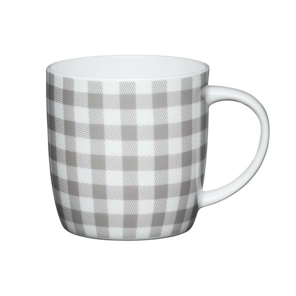 KitchenCraft China Grey Gingham Mug | KCMBAR146