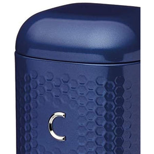 Lovello Retro Coffee Canister with Geometric Textured Finish - Midnight Navy | LOVCOFFEEBLU