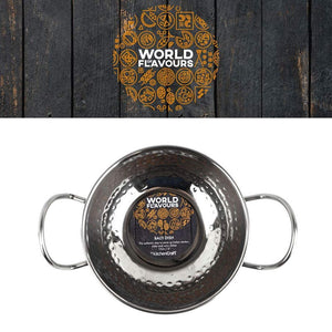 World of Flavours 15cm Hammered Stainless Steel Indian Balti Dish | WFBALTIHAM15