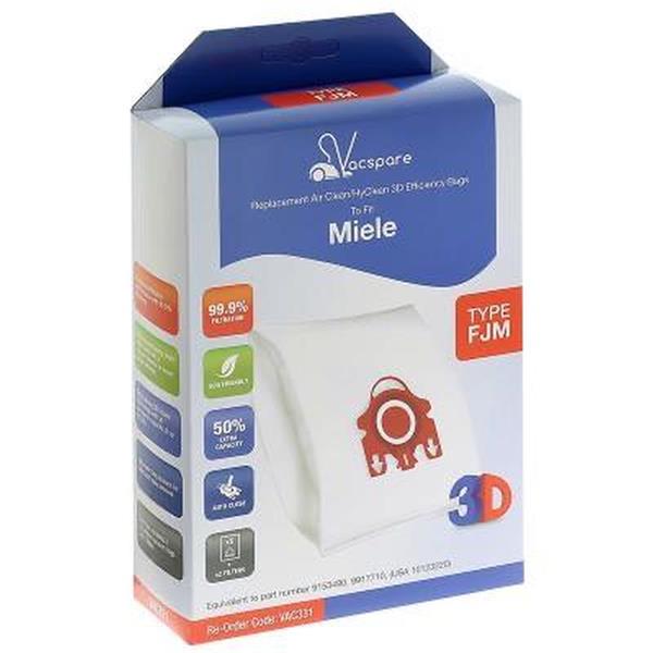 Vacspare Miele Microfibre Vacuum Bags Fjm Red 5 Pack + 2 Filters