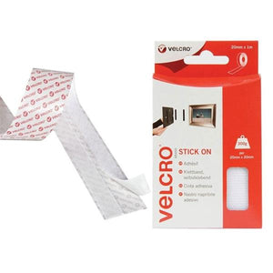 Velcro Brand Stick On Tape 20mm x 1 Metre - White | VEL60210