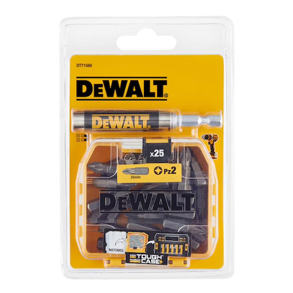 Dewalt DT7156 Torsion Bits PZ2 x 25mm (Tic Tac Box 25) + Holder | DEWDT71560QZ