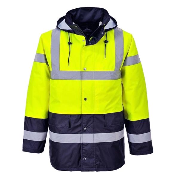 Portwest Hi-Vis Contrast Traffic Jacket - Yellow/Navy - Medium | S466YERM