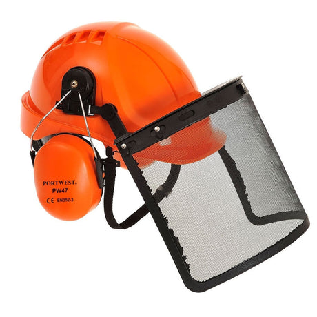 Portwest Forestry Combi Kit ( Face Guard and Helmet ) - Orange | PW98ORR