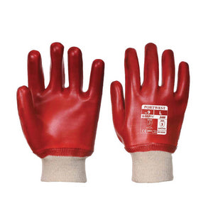 Portwest A400 PVC Knitwrist Glove - Red