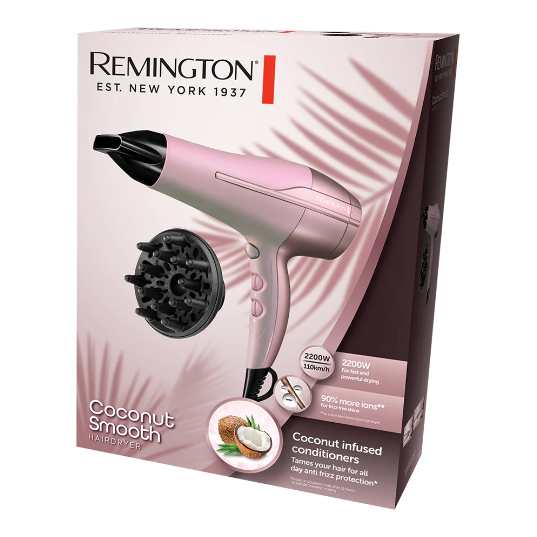 Remington Coconut Smooth 2200W Hairdryer with Diffuser | D5901