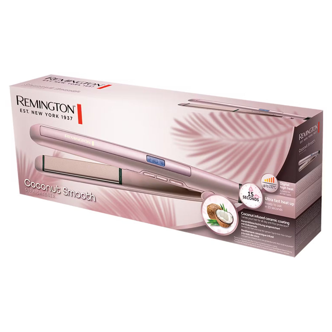 Remington Coconut Smooth Ceramic Hair Straightener - Pink | S5901