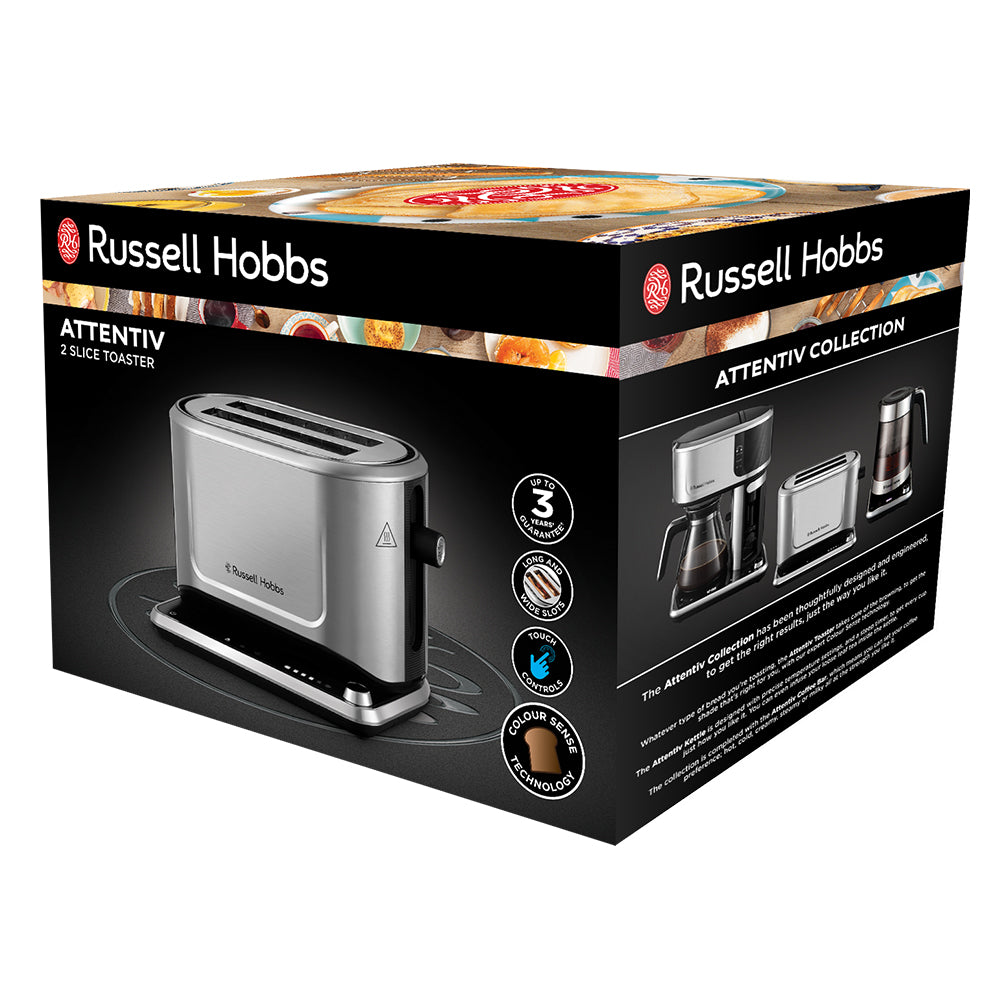 Russell Hobbs Attentiv 2 Slice Toaster - Brushed Stainless Steel | 26210