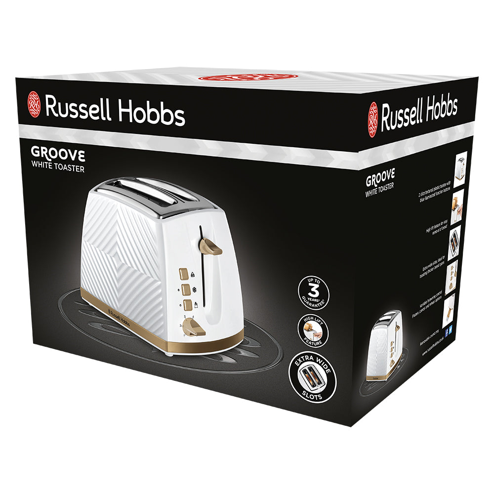 Russell Hobbs Groove 2 Slice Toaster - White | 26391