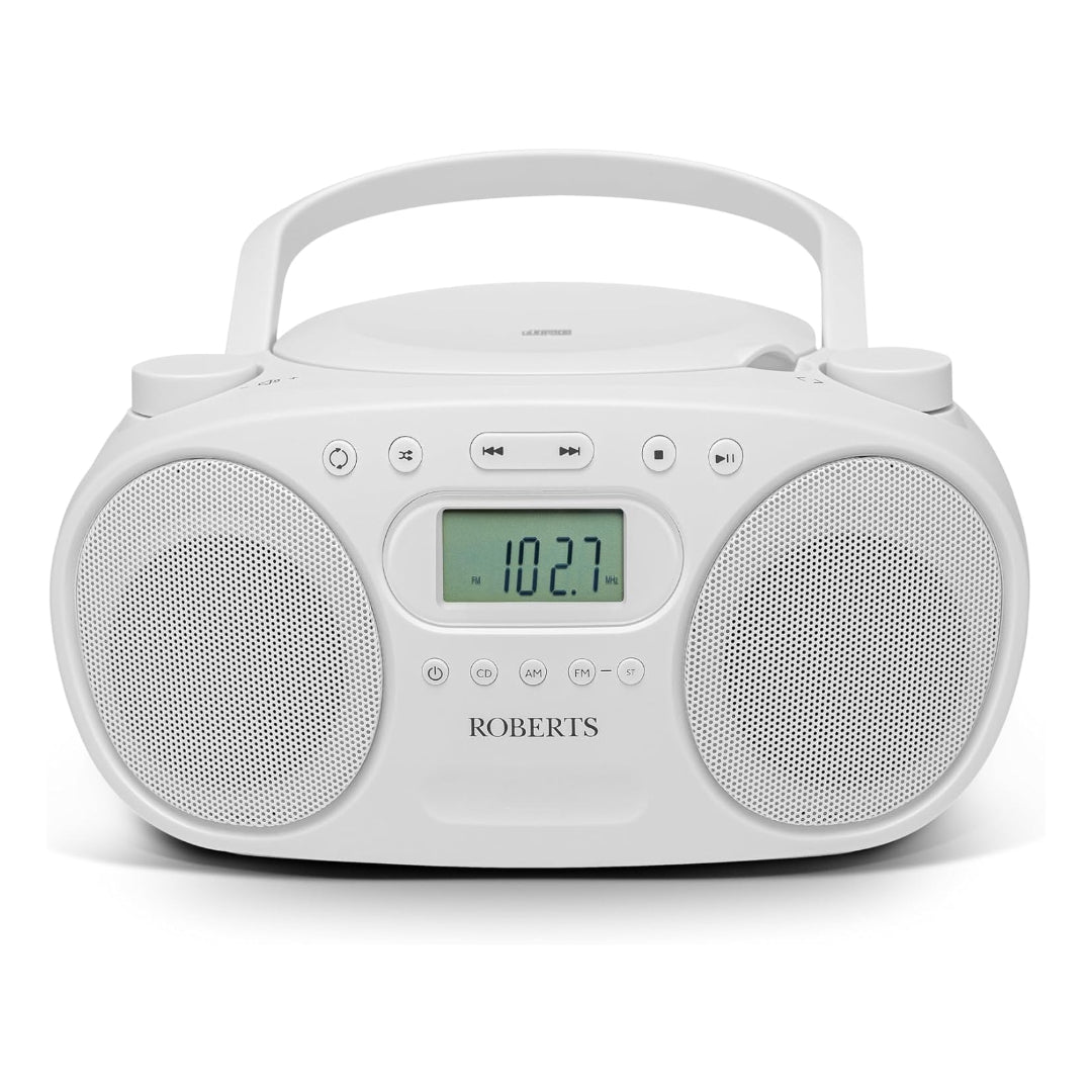 Roberts Zoombox FM with CD Player - White | ZOOMBOXFMW