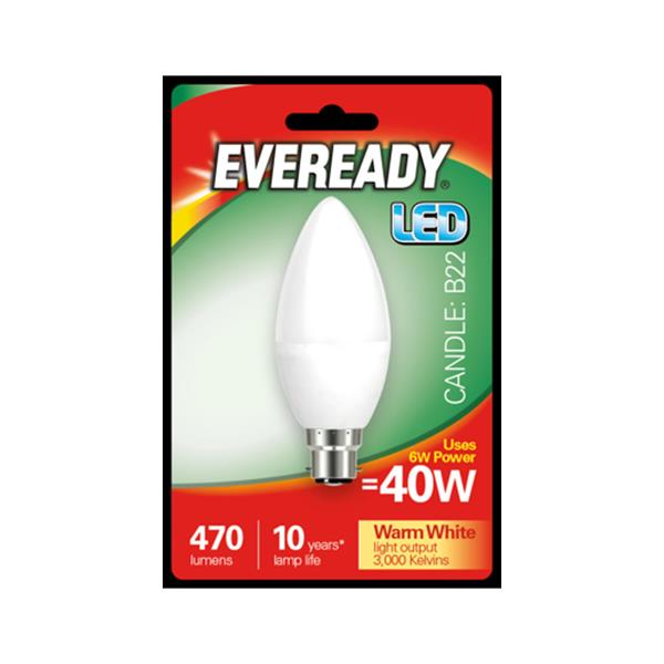 Eveready 6W (40W) B22 Candle LED Bulb | 1826-16
