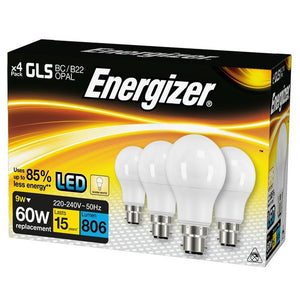 Energizer 9W LED 60W B22 Warm White Bulbs 4 Pack | 1826-02