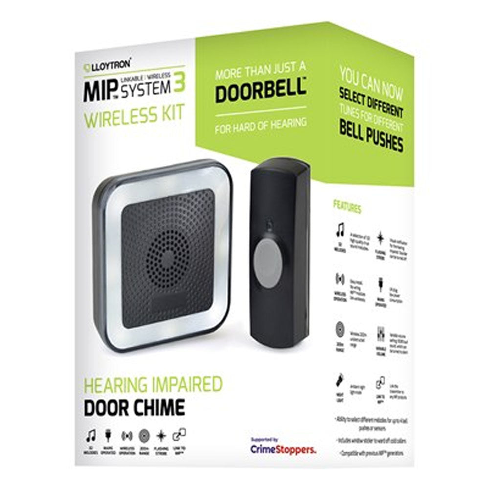 Lloytron 32 Melody Hearing Impaired Door Bell Chime Kit - Black | DB7533B